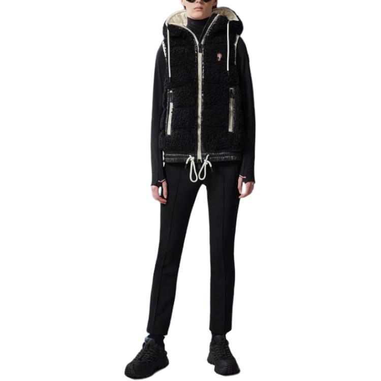 Lookbook (W) モンクレール ブラック ミッドライズ クロップド カジュアルパンツ ジッパー付き J20982A0000653064999