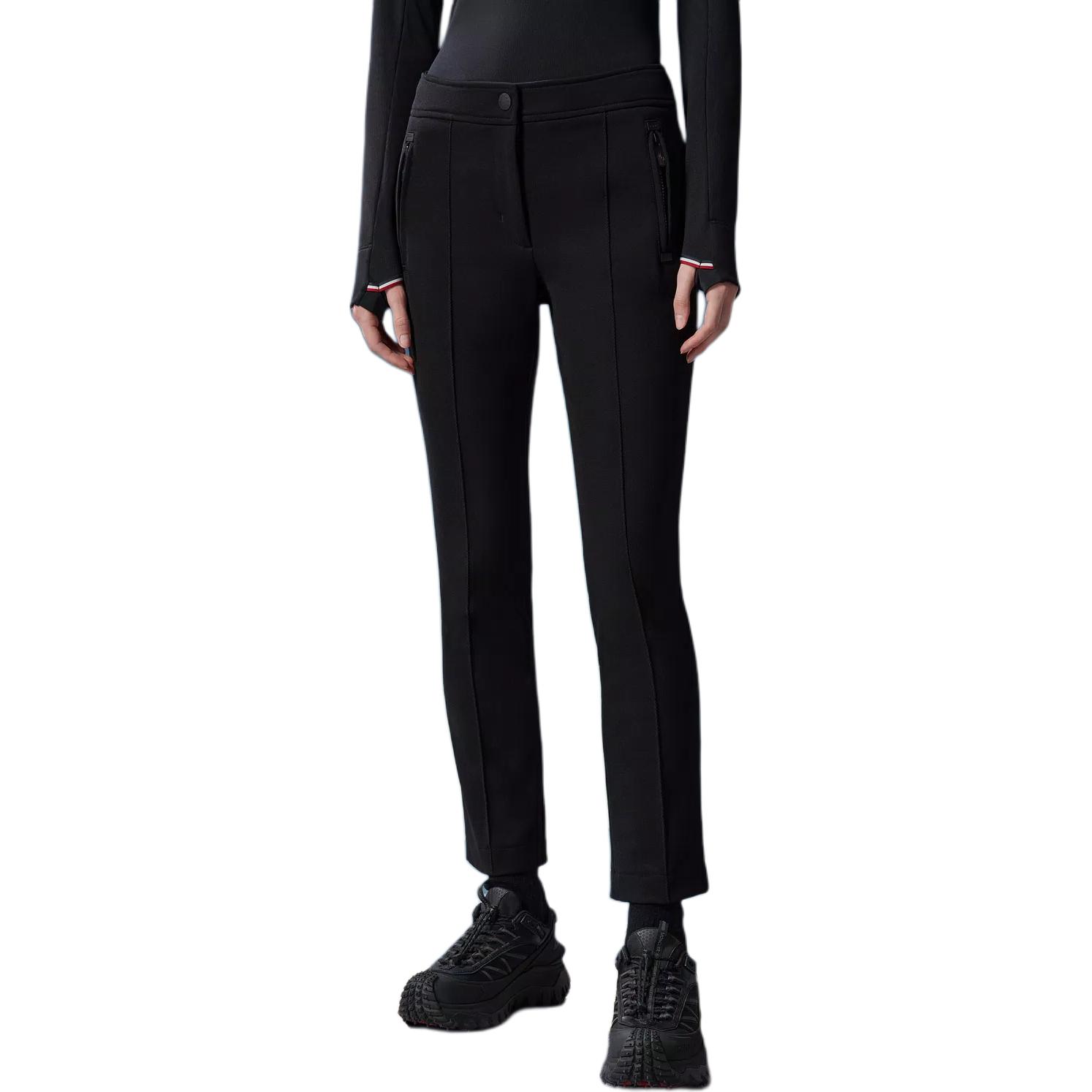 Shop (W) モンクレール ブラック ミッドライズ クロップド カジュアルパンツ ジッパー付き J20982A0000653064999