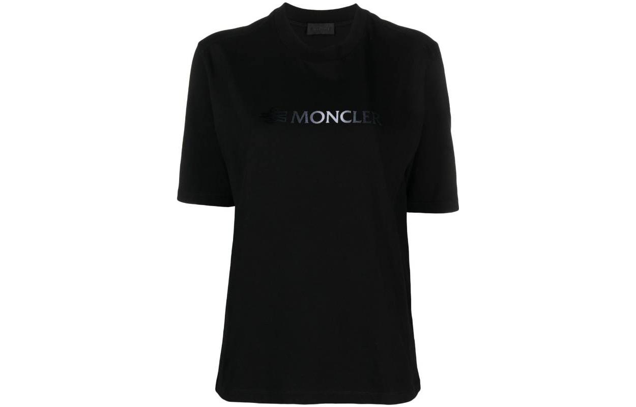 (Women) Moncler  Black Pullover T-Shirt with Solid Color Letter Print. I20938C0000389A17999