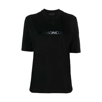 (Women) Moncler Black Pullover T-Shirt with Solid Color Letter Print. I20938C0000389A17999