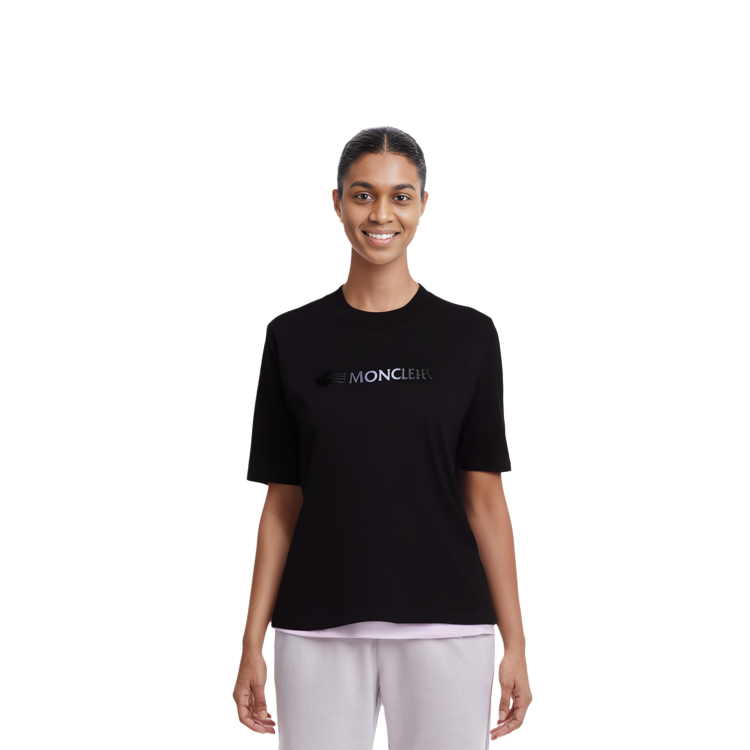 (Women) Moncler  Black Pullover T-Shirt with Solid Color Letter Print. I20938C0000389A17999 圖 6