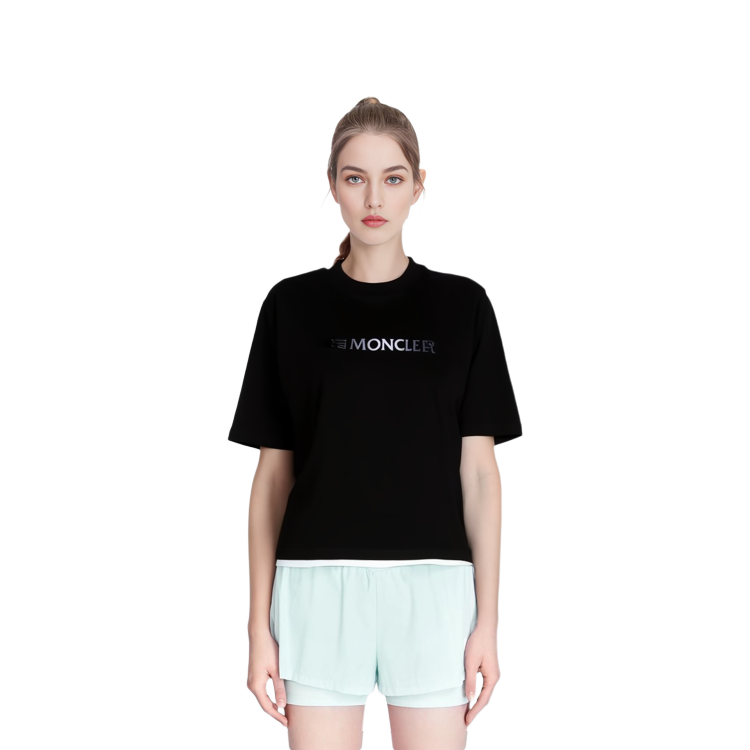 (Women) Moncler  Black Pullover T-Shirt with Solid Color Letter Print. I20938C0000389A17999 圖 8