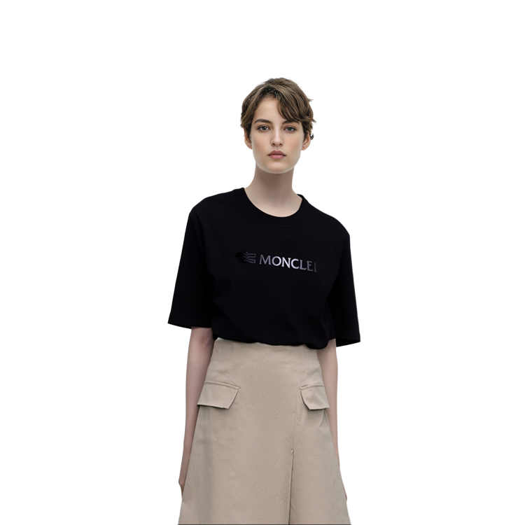 (Women) Moncler  Black Pullover T-Shirt with Solid Color Letter Print. I20938C0000389A17999 圖 9