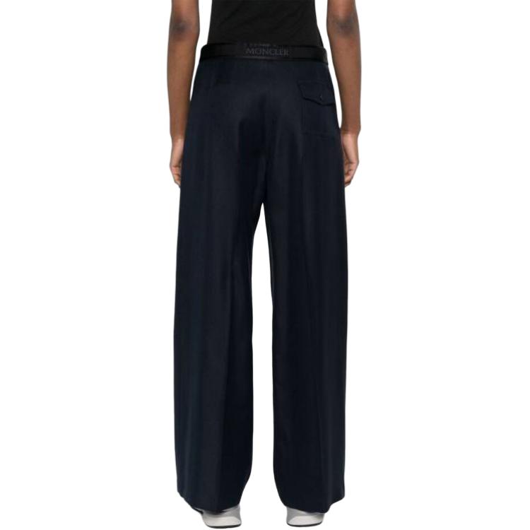 Shop (W) 몽클레르 블랙 스트레이트 핏 미드 라이즈 캐주얼 롱 팬츠. J10932A00009597DR