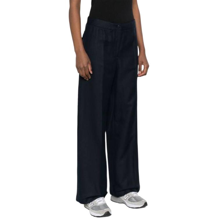 Purchase (W) 몽클레르 블랙 스트레이트 핏 미드 라이즈 캐주얼 롱 팬츠. J10932A00009597DR