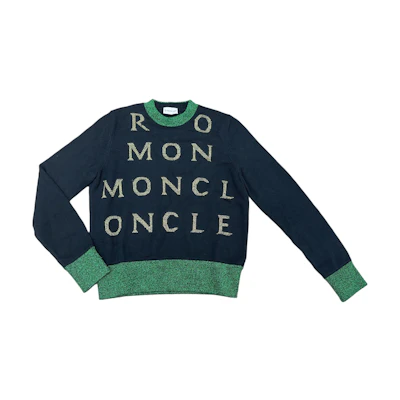 (Women) Moncler Black Sweater with Letter Print and Contrast Knit Collar. 10939093800948B6998