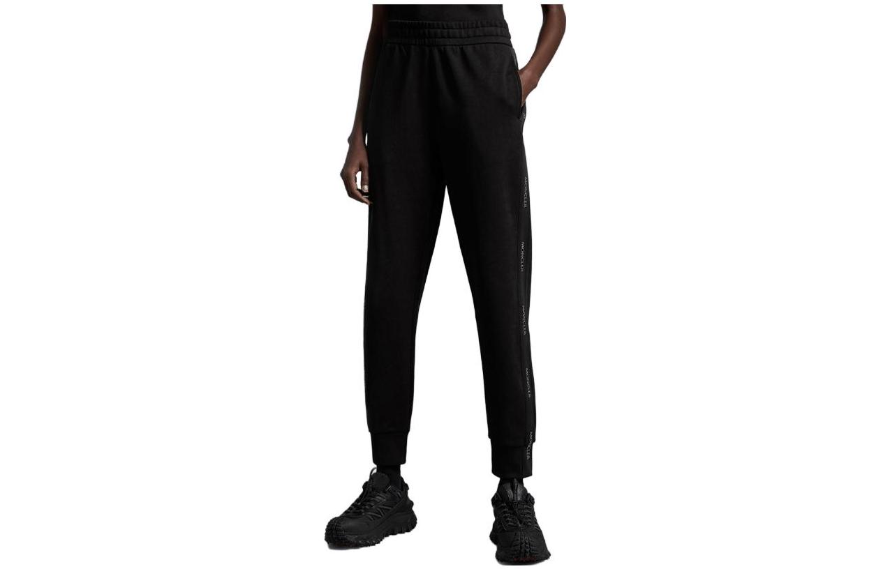 Order (Women) Moncler  Black Sweatpants with Logo Print and Solid Color Design. I10938H00003809KR999