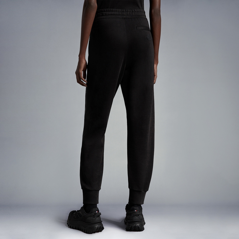 Shop (Women) Moncler  Black Sweatpants with Logo Print and Solid Color Design. I10938H00003809KR999