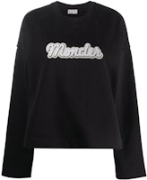 (Women) Moncler Black Sweatshirt with Solid Color Letter Print Design. I20938G00020899U5999 (Women) Moncler Black Sweatshirt with Solid Color Letter Print Design. I20938G00020899U5999