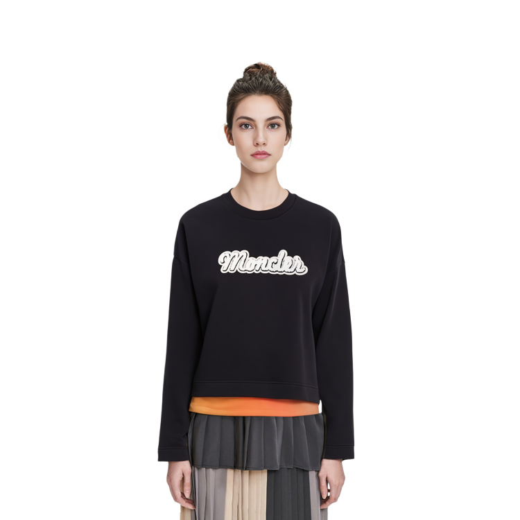 Shop (W) Moncler黑色卫衣纯色字母印花设计。 I20938G00020899U5999