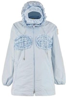 (Women) Moncler Blue Hooded Jacket with Solid Color and Pleated Accents. 09W1A70000C050570K (Women) Moncler Blue Hooded Jacket with Solid Color and Pleated Accents. 09W1A70000C050570K