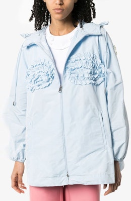 (Women) Moncler Blue Hooded Jacket with Solid Color and Pleated Accents. 09W1A70000C050570K Shop (Women) Moncler Blue Hooded Jacket with Solid Color and Pleated Accents. 09W1A70000C050570K