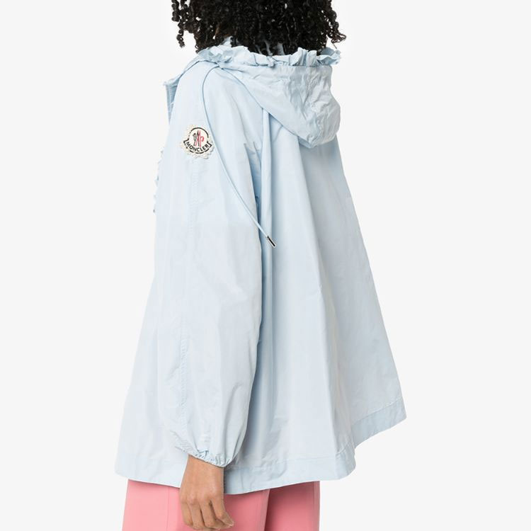 Purchase (Women) Moncler  Blue Hooded Jacket with Solid Color and Pleated Accents. 09W1A70000C050570K