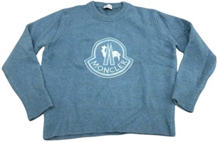 (Women) Moncler Blue Knit Sweater Crewneck Logo Long Sleeve Short Length. 209390502529489W (Women) Moncler Blue Knit Sweater Crewneck Logo Long Sleeve Short Length. 209390502529489W