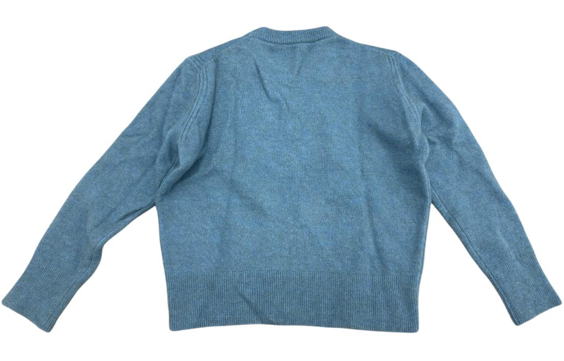 Lookbook (W) Moncler Suéter Azul de Punto Logo Cuello Redondo Manga Larga Corto. 209390502529489W