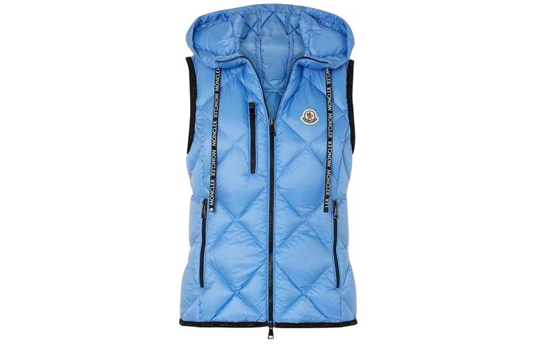 Order (W) Moncler 藍色輕量格紋連帽背心附口袋 F10931A53700C0381