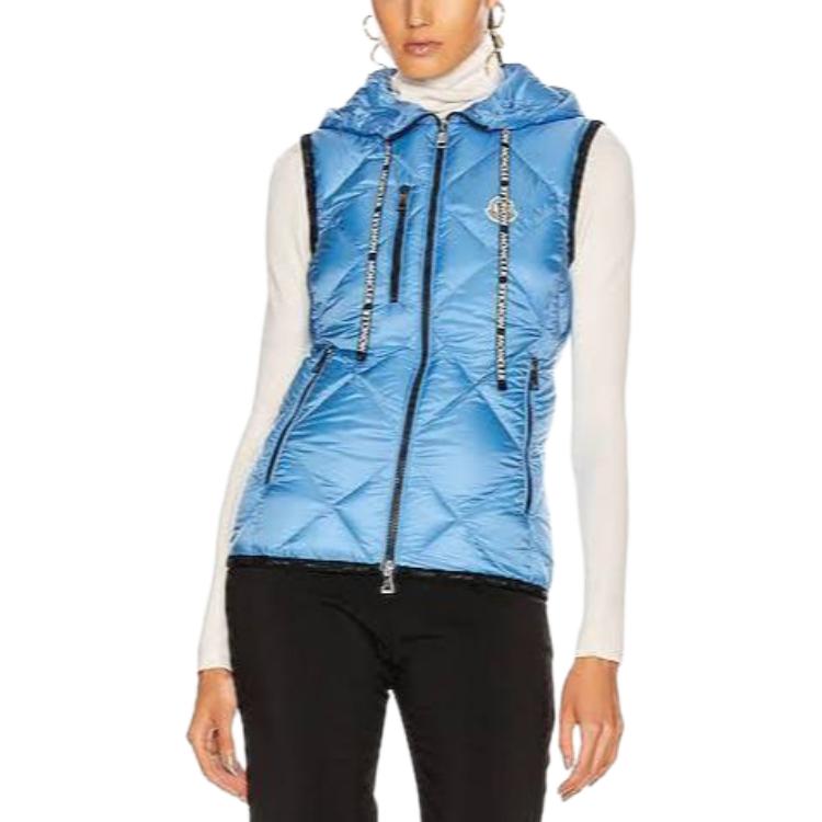 Lookbook (W) Moncler 藍色輕量格紋連帽背心附口袋 F10931A53700C0381