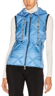 (Women) Moncler Blue Lightweight Checkered Hooded Vest with Pockets F10931A53700C0381 Lookbook (Women) Moncler Blue Lightweight Checkered Hooded Vest with Pockets F10931A53700C0381