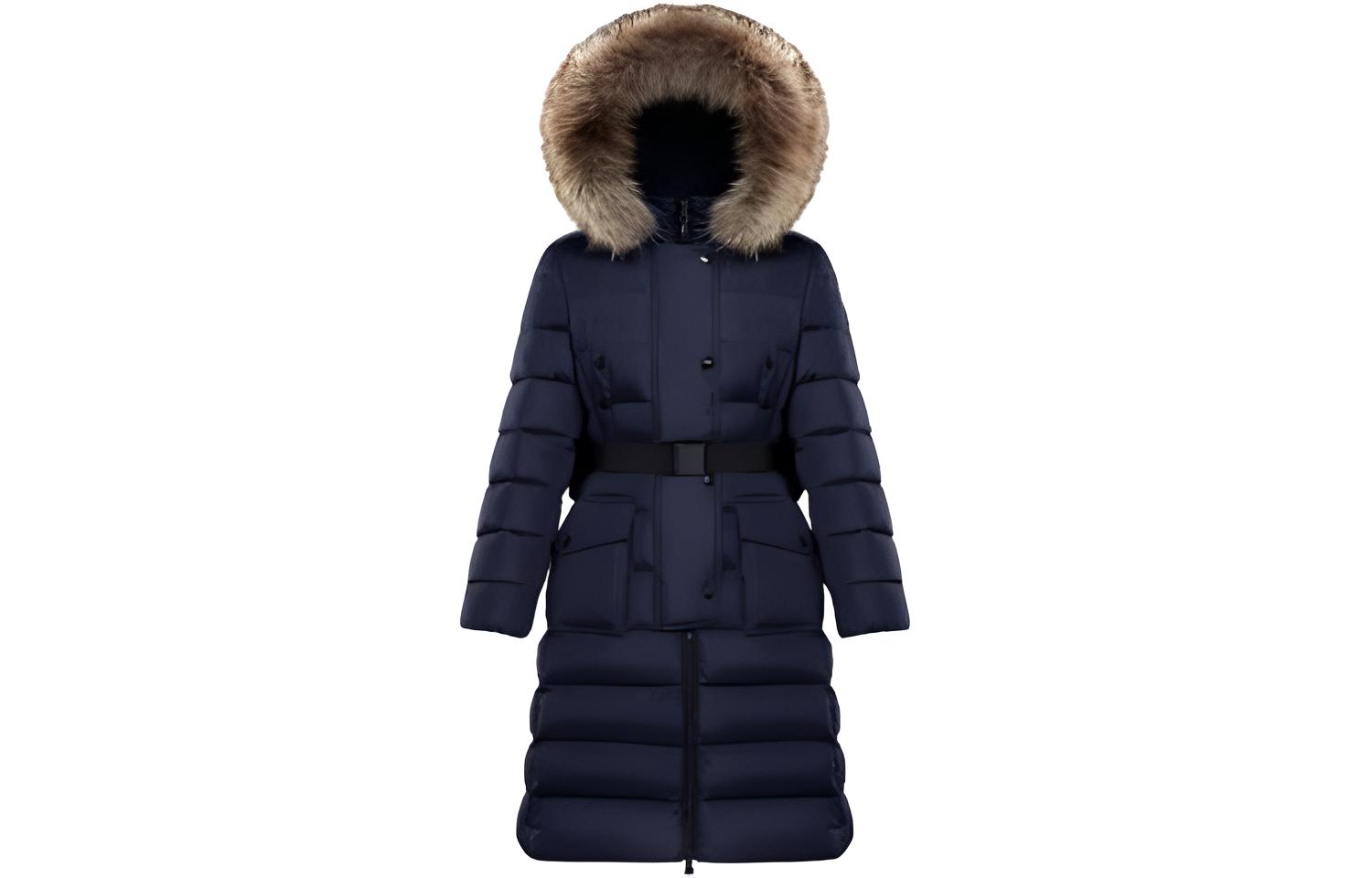 (Women) Moncler  Blue Mid-Length Hooded Down Jacket 0931C5120268065778