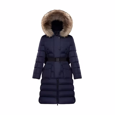 (Women) Moncler Blue Mid-Length Hooded Down Jacket 0931C5120268065778
