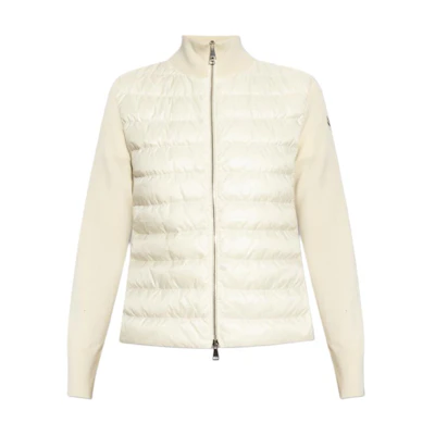 (Women) Moncler Cream High-Neck Padded Jacket with Logo Print and Zip. J20939B00014M1131030