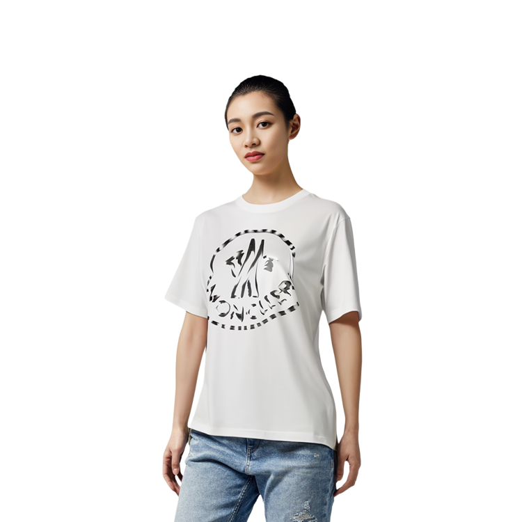 Sizing (W) Moncler 圓領休閒短袖T恤 白色 SS23系列 I10938C00018899WS033