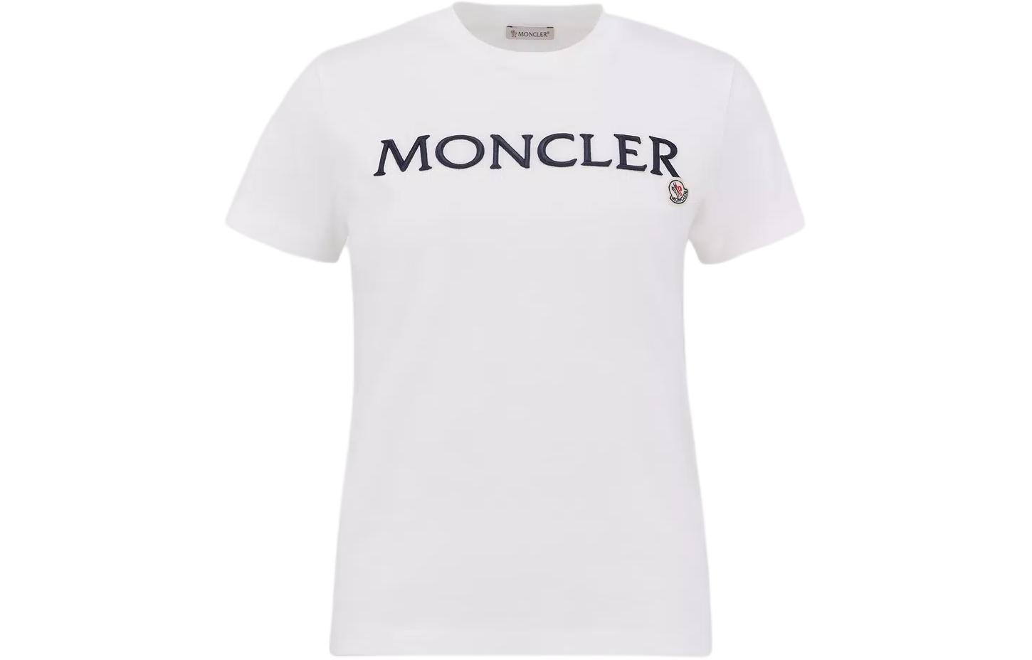 (Women) Moncler  Embroidered Letter Crewneck Short Sleeve Regular Fit Tee - White J10938C00006829HP037