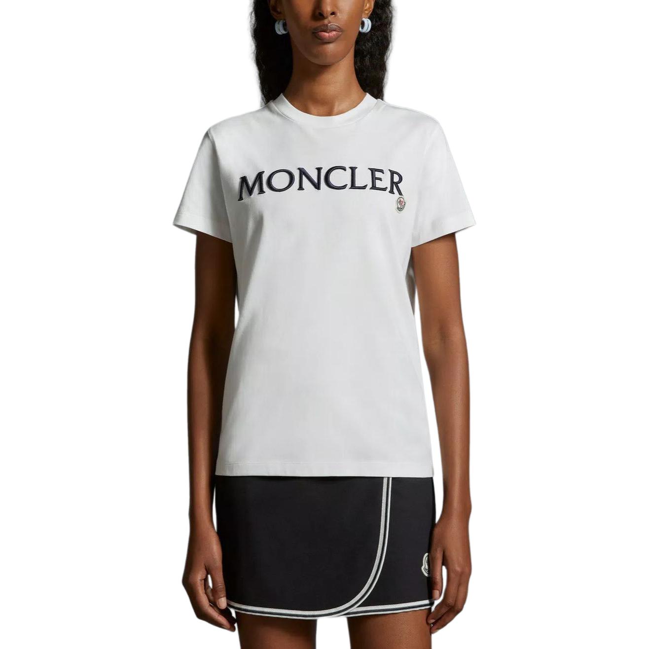 (Women) Moncler  Embroidered Letter Crewneck Short Sleeve Regular Fit Tee - White J10938C00006829HP037 圖 3
