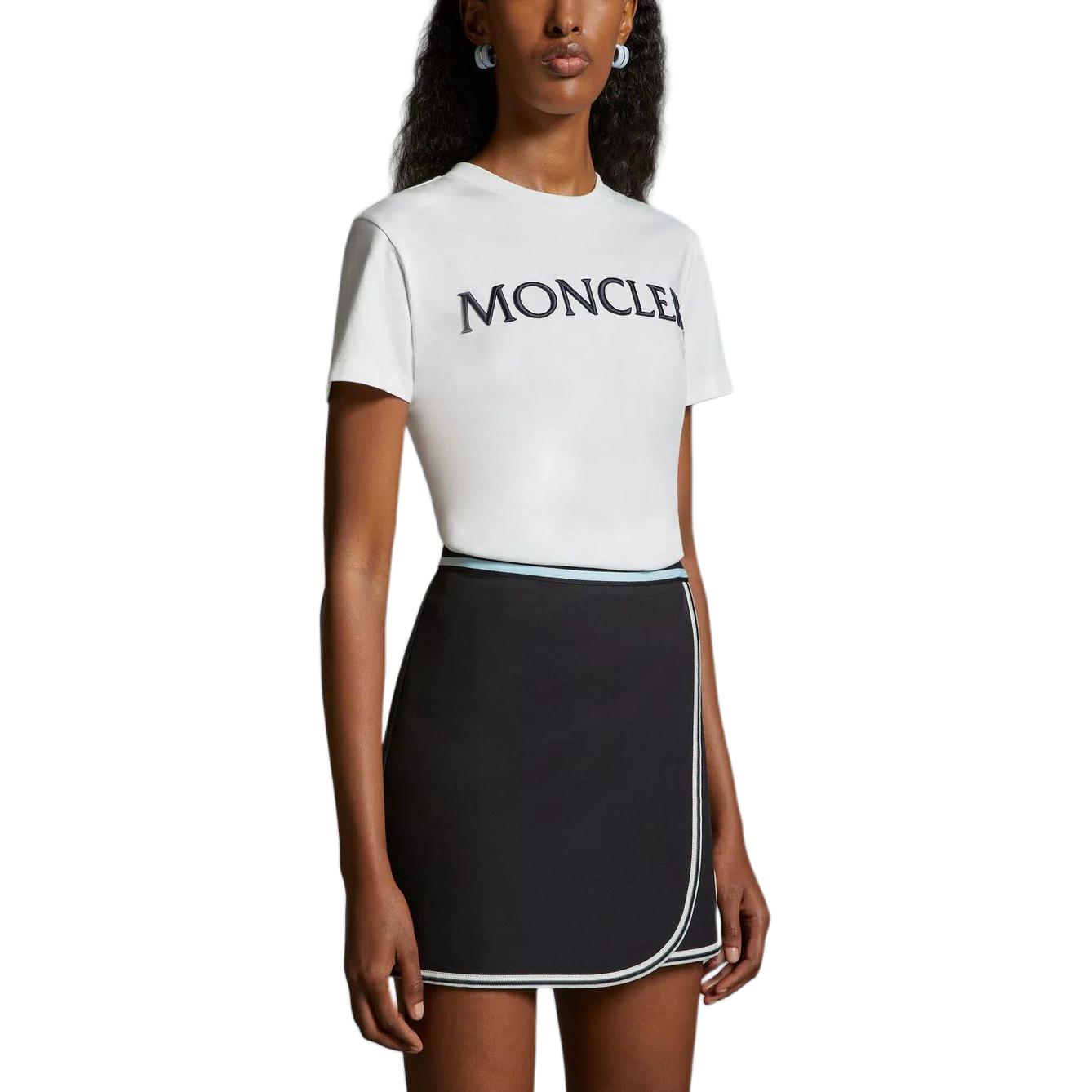 (Women) Moncler  Embroidered Letter Crewneck Short Sleeve Regular Fit Tee - White J10938C00006829HP037 圖 5