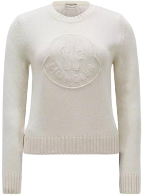 (W) モンクレール 刺繍ロゴ カシミヤウールセーター - ホワイトプルオーバージャンパー. J10939C00002M1127002 Buy (W) モンクレール 刺繍ロゴ カシミヤウールセーター - ホワイトプルオーバージャンパー. J10939C00002M1127002