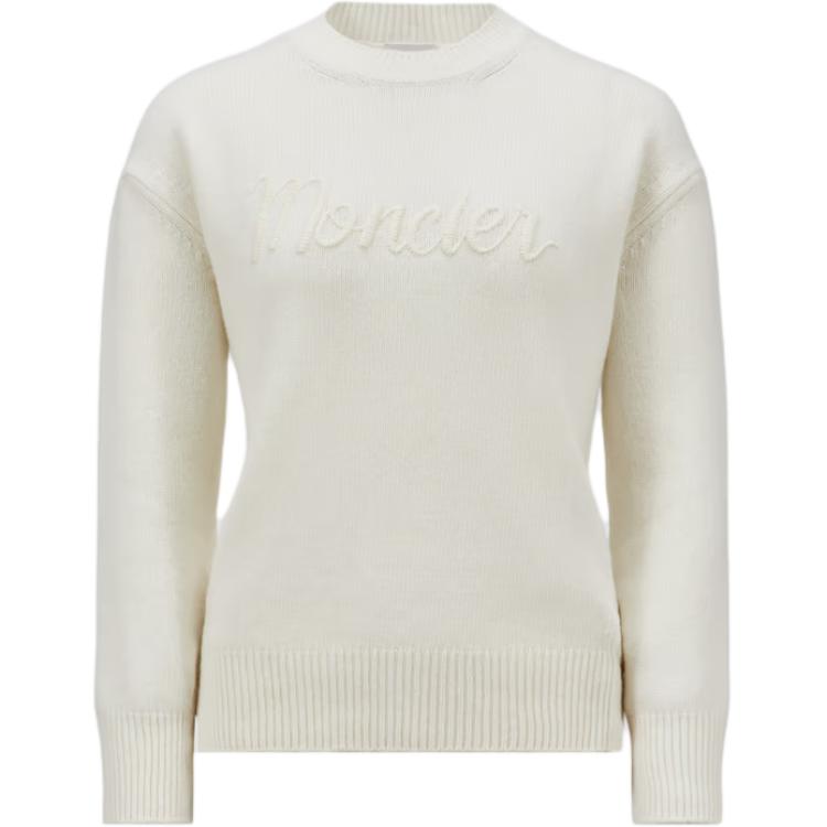 (Women) Moncler  Embroidered Wool & Cashmere Crewneck Jumper - White. J20939C00007M4281035
