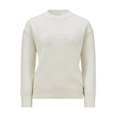 (Women) Moncler Embroidered Wool & Cashmere Crewneck Jumper - White. J20939C00007M4281035