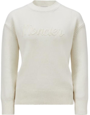 (W) モンクレール 刺繍ウール&カシミア クルーネック ジャンパー - ホワイト J20939C00007M4281035 Order (W) モンクレール 刺繍ウール&カシミア クルーネック ジャンパー - ホワイト J20939C00007M4281035