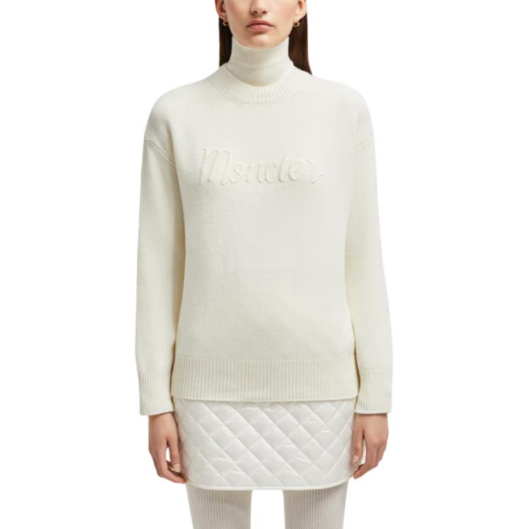 Lookbook (W) モンクレール 刺繍ウール＆カシミア クルーネック ジャンパー - ホワイト J20939C00007M4281035