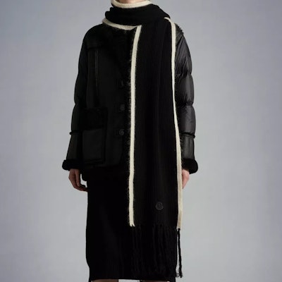 (Women) Moncler Fashion Fringe Wool Scarf - Black H20933C00002M1115999 Lookbook (Women) Moncler Fashion Fringe Wool Scarf - Black H20933C00002M1115999