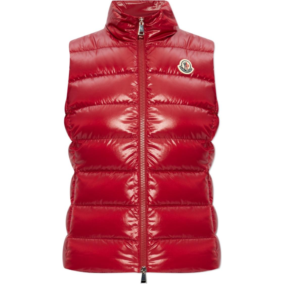 (Women) Moncler  Ghany Red Slim-Fit Vest with Logo and Stand Collar. J20931A5250068950438
