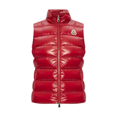 (Women) Moncler Ghany Red Slim-Fit Vest with Logo and Stand Collar. J20931A5250068950438