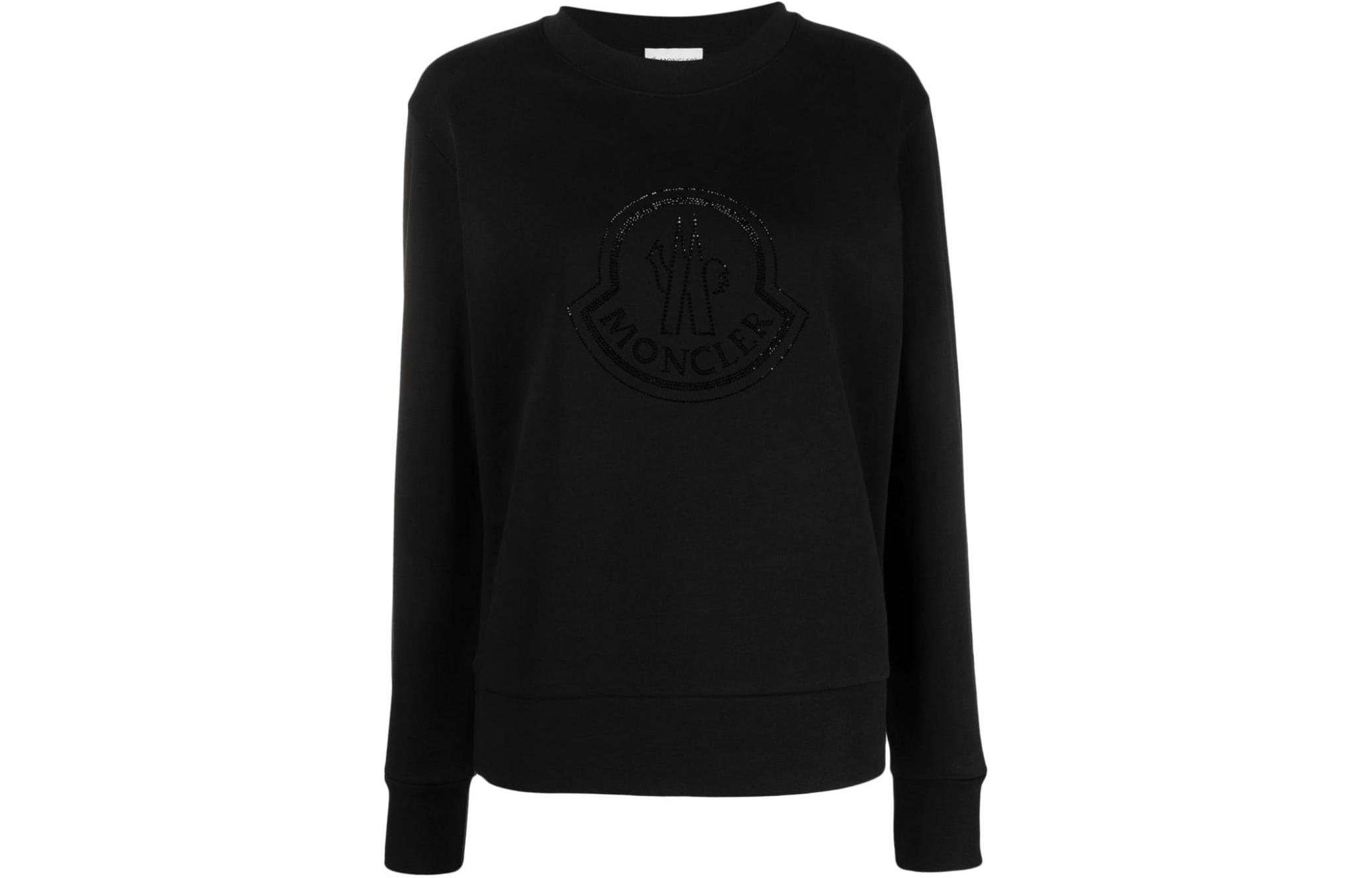 Order (W) Moncler Baju Lengan Panjang Grafik Cetak Crewneck Hitam I20938G00018899TR999