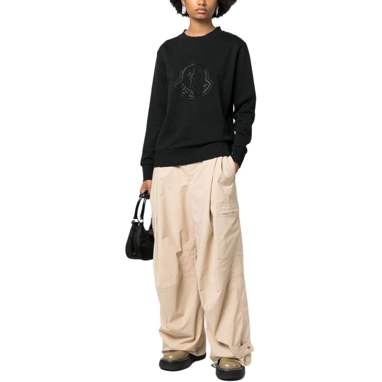 Lookbook (W) Moncler Baju Lengan Panjang Grafik Cetak Crewneck Hitam I20938G00018899TR999