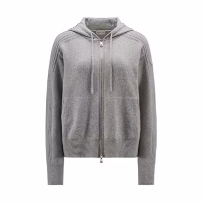 (Women) Moncler Gray Knit Hoodie with Zipper Closure. H20939B00014M2079930