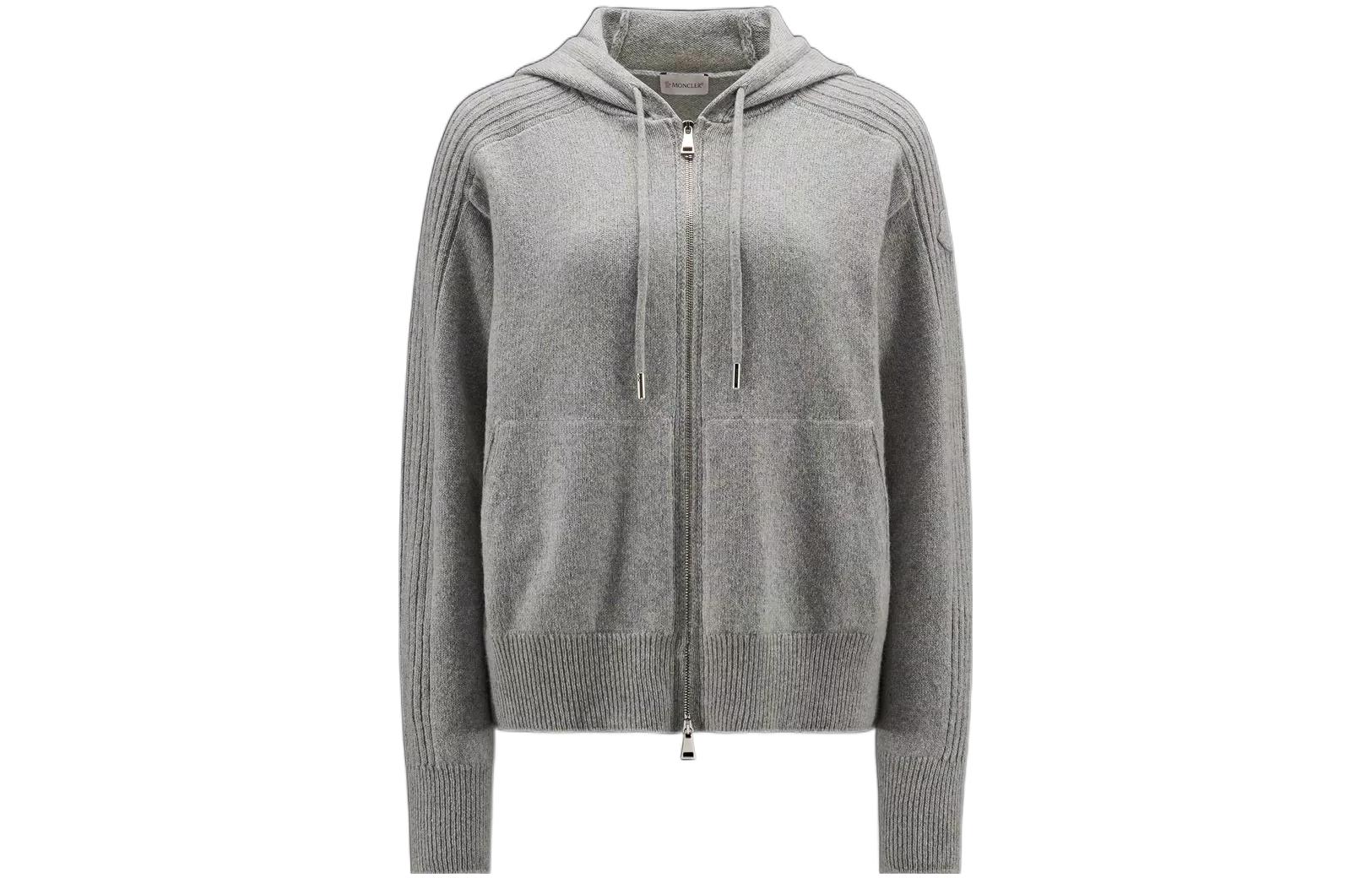 Order (Women) Moncler  Gray Knit Hoodie with Zipper Closure. H20939B00014M2079930