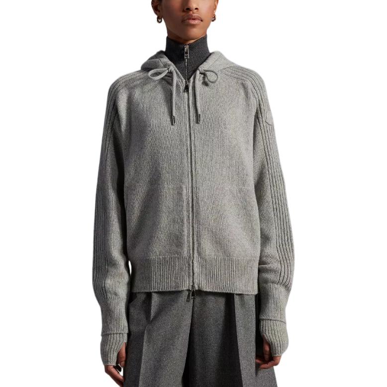Lookbook (Women) Moncler  Gray Knit Hoodie with Zipper Closure. H20939B00014M2079930