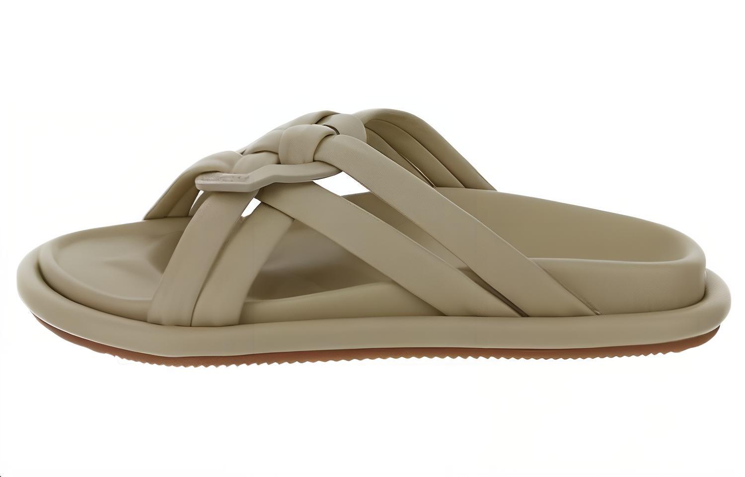 (W) Moncler 'Green Leather Open-Toe Slide'