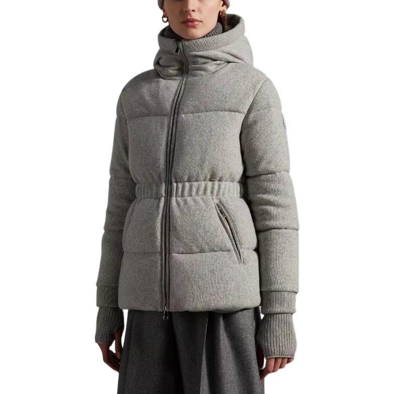 Shop (W) Moncler 灰色羽絨外套 休閒修身長袖拉鍊腰圍大衣 H20931A00069M2137930