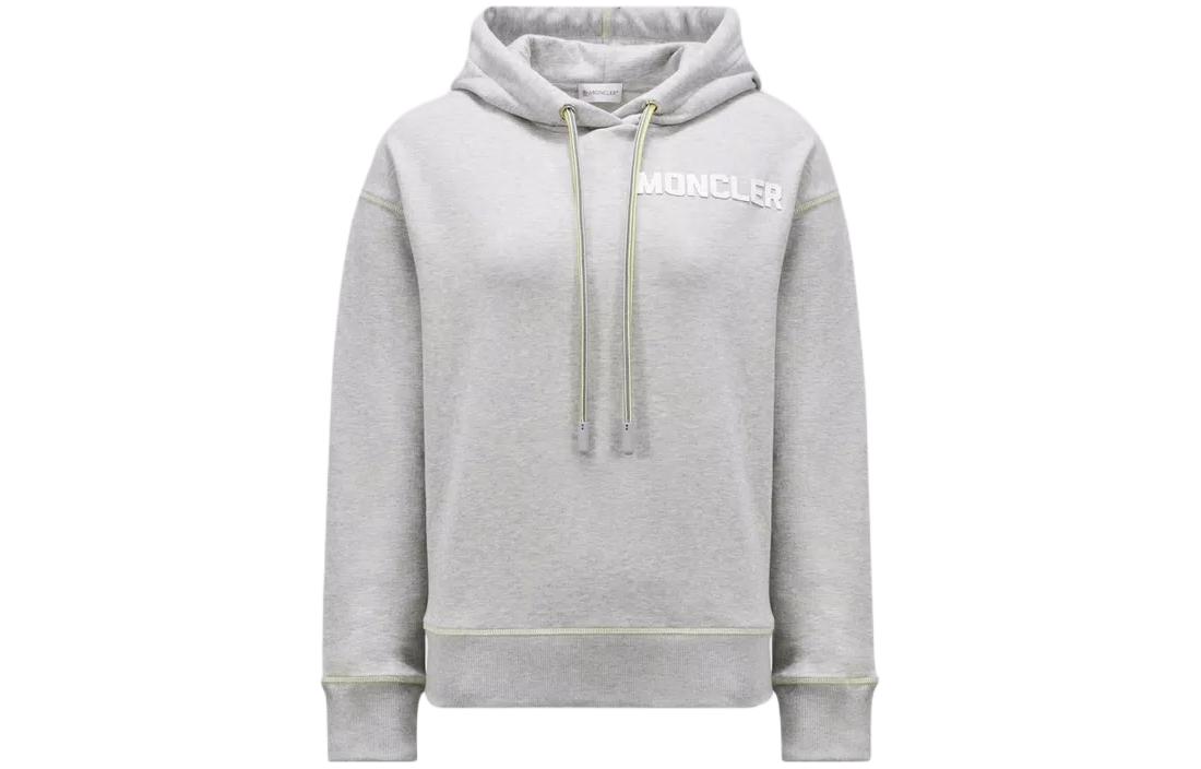 Order (W) Moncler Hoodie Longgar Logo Kelabu Pullover Sweatshirt. J10938G0001989AHQ982