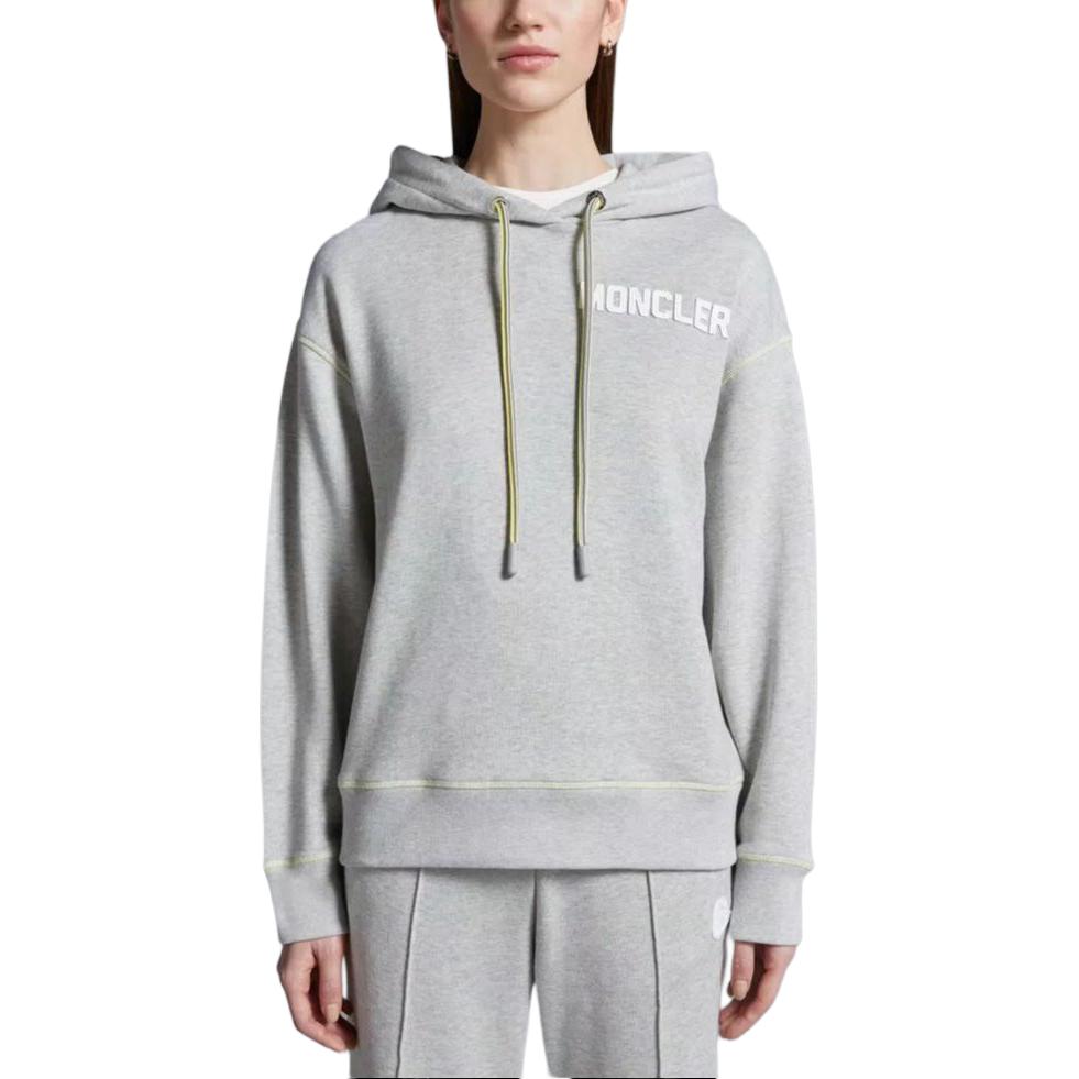 Lookbook (W) Moncler Hoodie Longgar Logo Kelabu Pullover Sweatshirt. J10938G0001989AHQ982