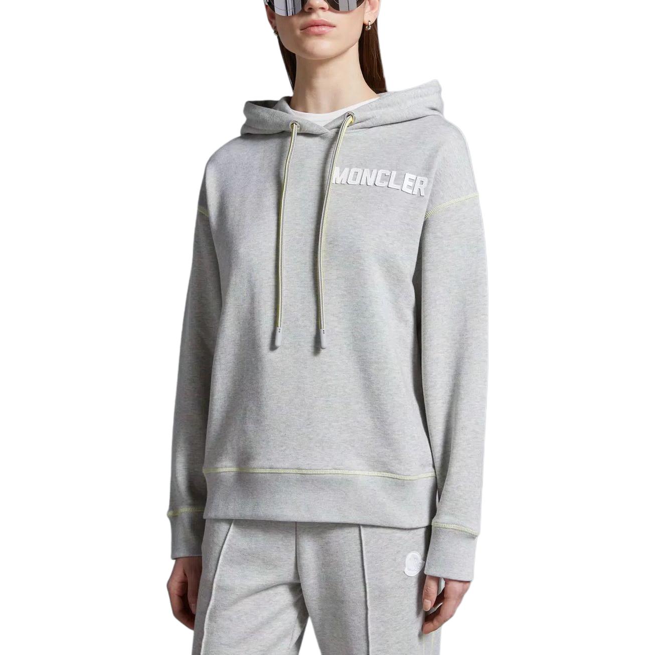 Shop (W) Moncler Hoodie Longgar Logo Kelabu Pullover Sweatshirt. J10938G0001989AHQ982