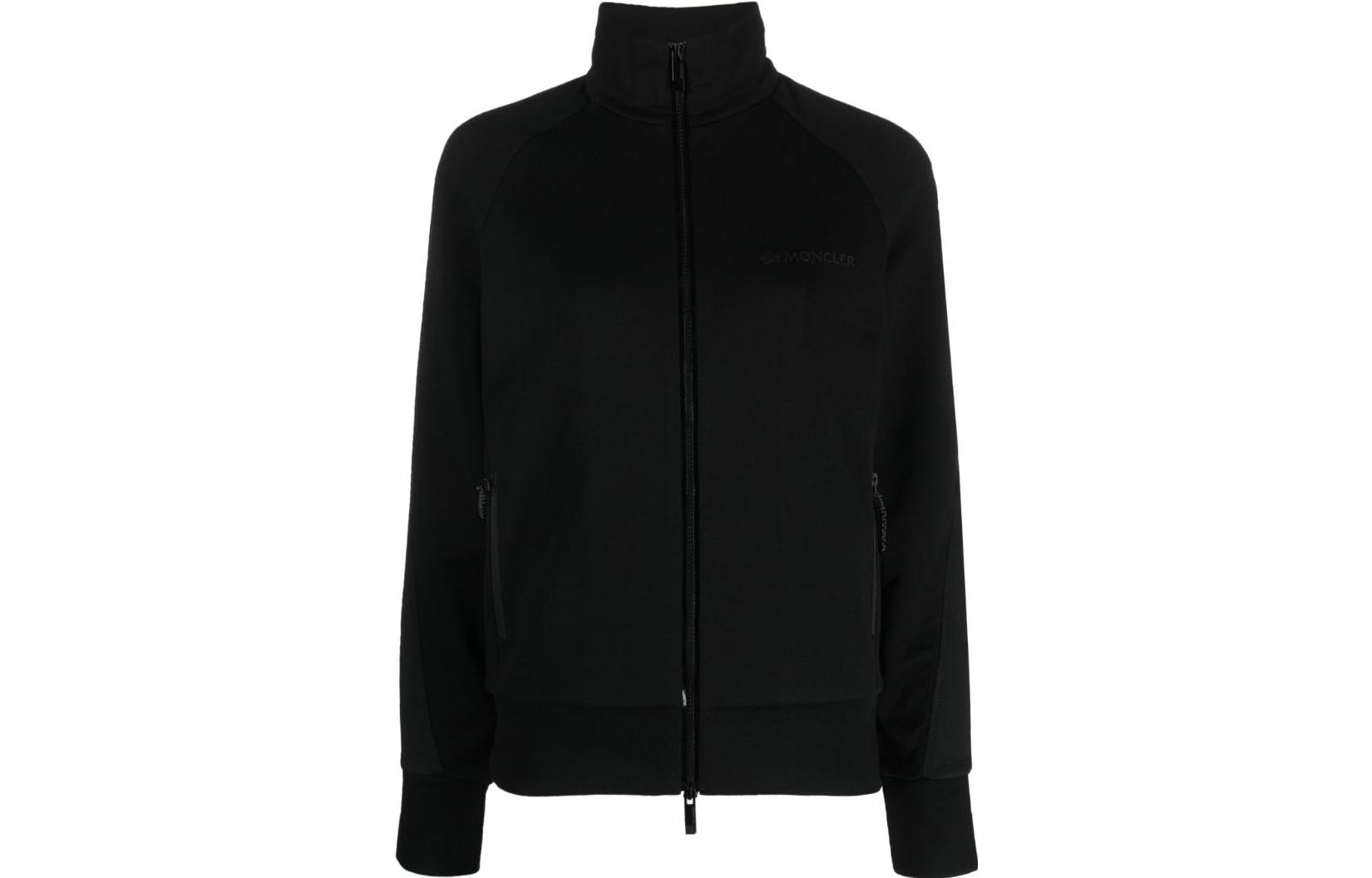Order (Women) Moncler  High-Neck Black Jacket with Solid Logo Embroidery. I20938G00012809KR