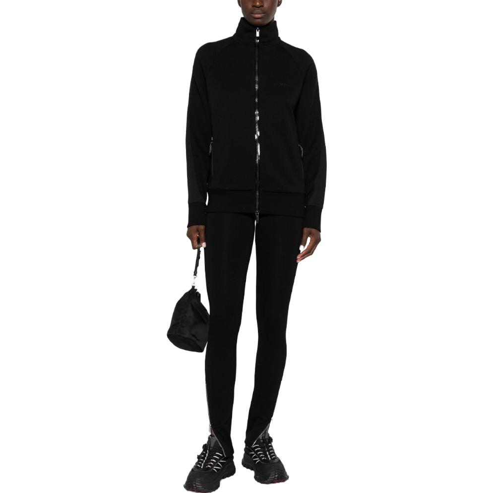 Lookbook (Women) Moncler  High-Neck Black Jacket with Solid Logo Embroidery. I20938G00012809KR