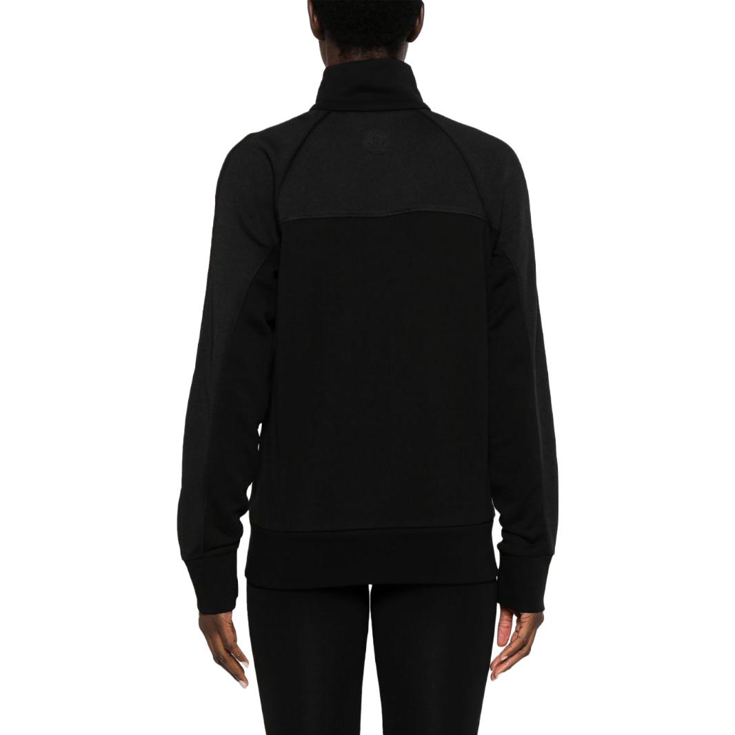 Shop (Women) Moncler  High-Neck Black Jacket with Solid Logo Embroidery. I20938G00012809KR